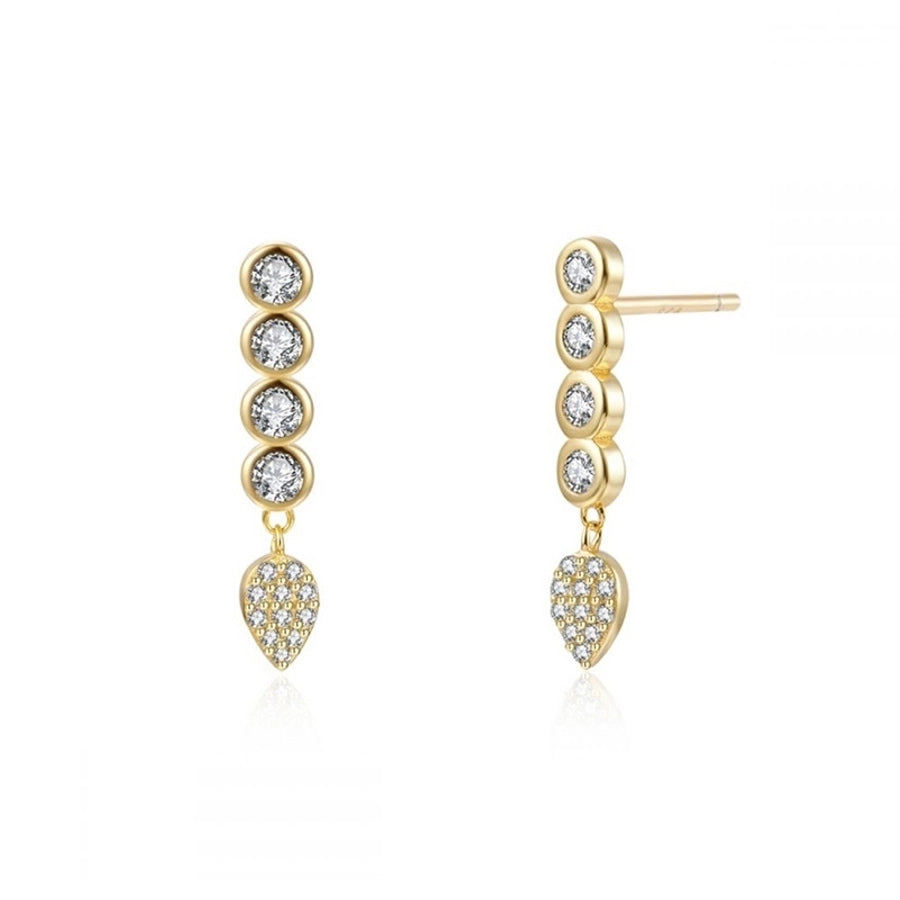 1 Pair IG Style Shiny Geometric Inlay Copper Zircon Gold Plated Earrings