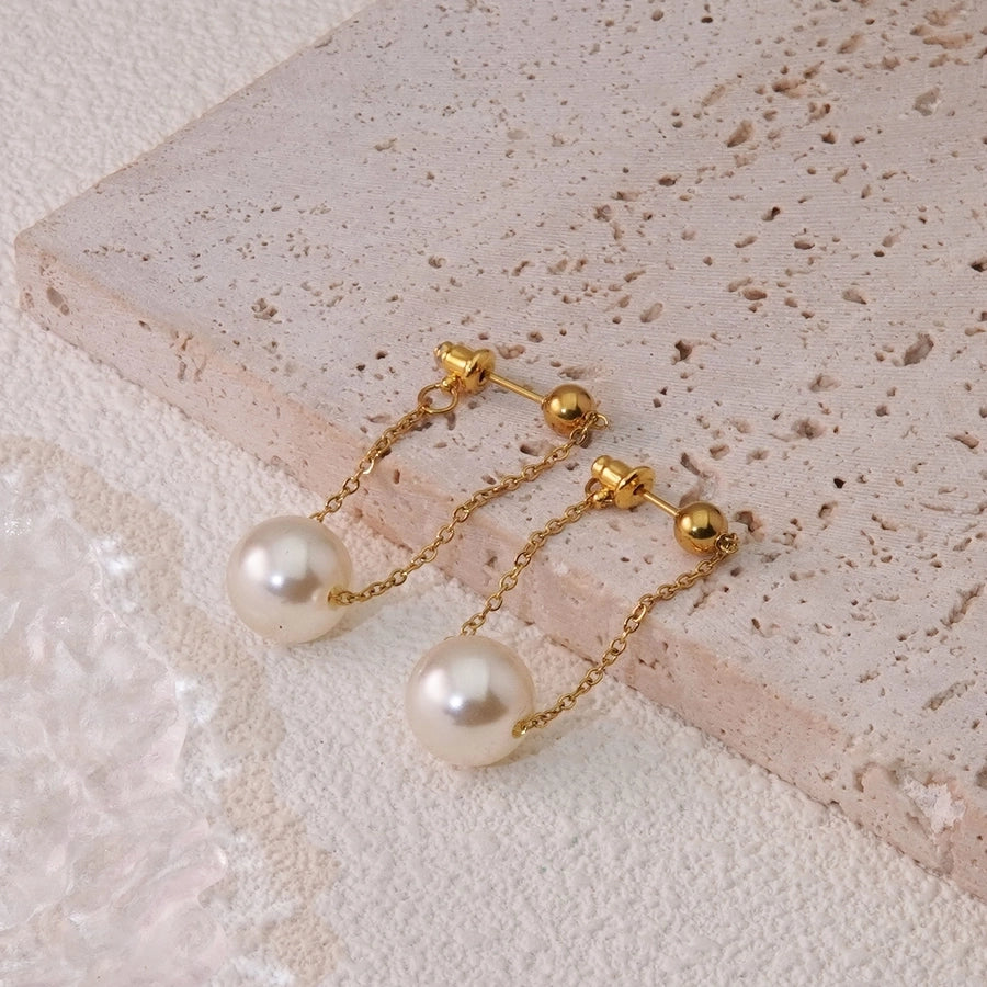 2 Pieces Set Elegant Sweet Simple Style Round Plating 304 Stainless Steel 18K Gold Plated Ear Studs