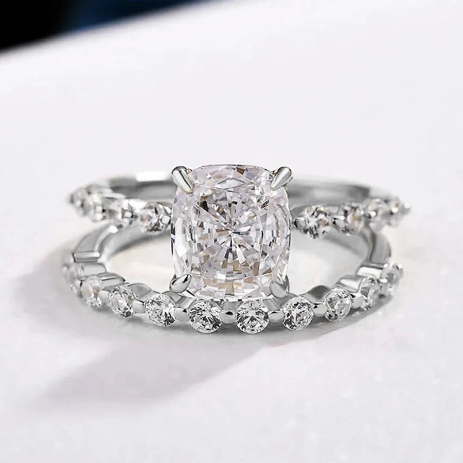 Copper Inlay Geometric Zircon Rings