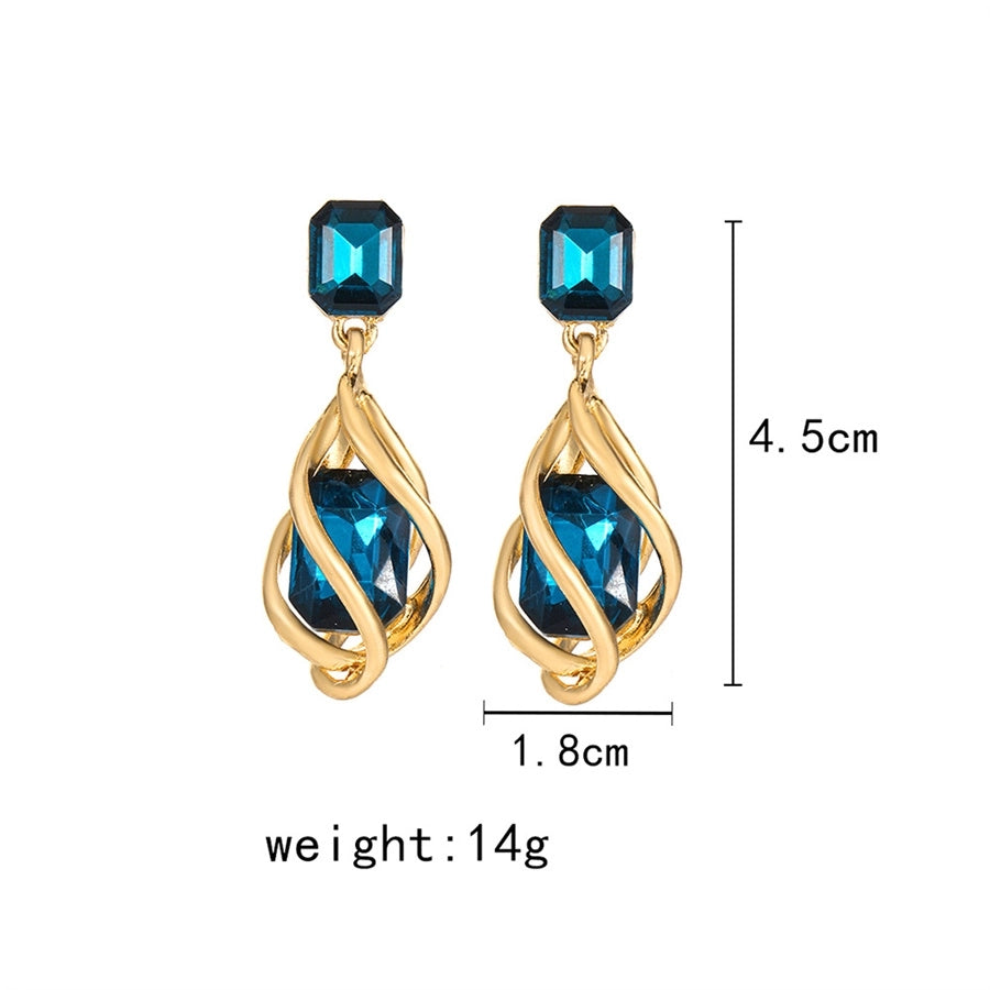 1 Pair Vintage Style Simple Style IG Style Geometric Inlay Copper Copper Alloy Gem Drop Earrings