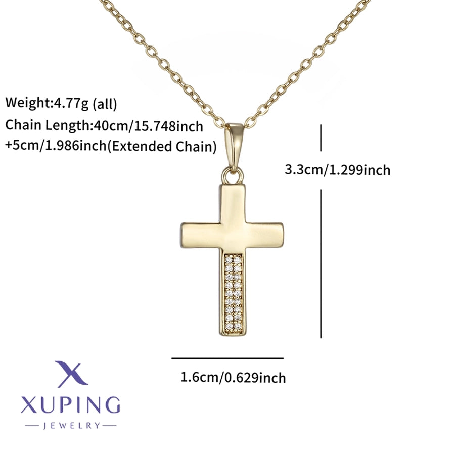 Copper 18K Gold Plated Cross Pendant Necklace