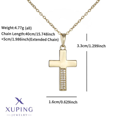 Copper 18K Gold Plated Cross Pendant Necklace