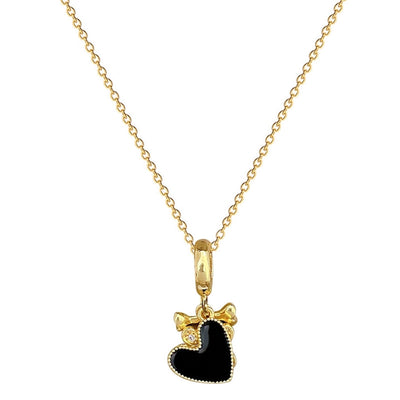 Jewelry Sweet Classic Style Artistic Paw Print Heart Shape Titanium Steel Copper Zircon Gold Plated Pendant Necklace