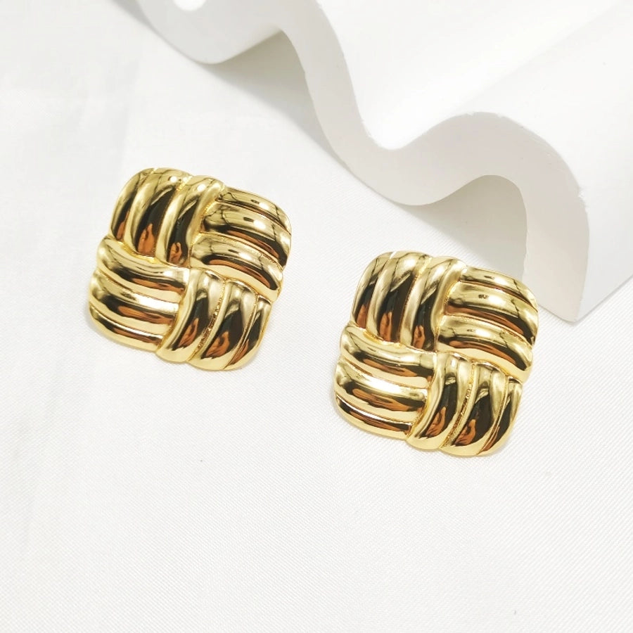 1 Pair Elegant Simple Style Commute Stripe Side Stripe 304 Stainless Steel 18K Gold Plated Ear Studs