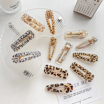 simple style leopard arylic hair clip
