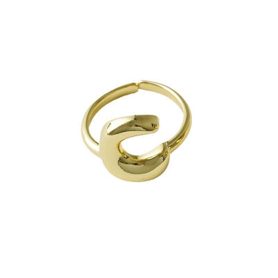 Copper Brass 18K Gold Plated Letter Open Rings