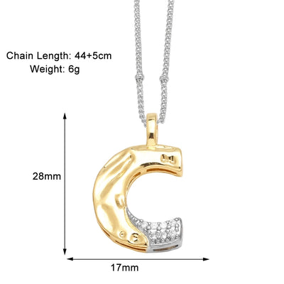 Jewelry Modern Style Simple Style letter 201 Stainless Steel Copper Zircon 18K Gold Plated Mixed Metal Inlay Pendant Necklace