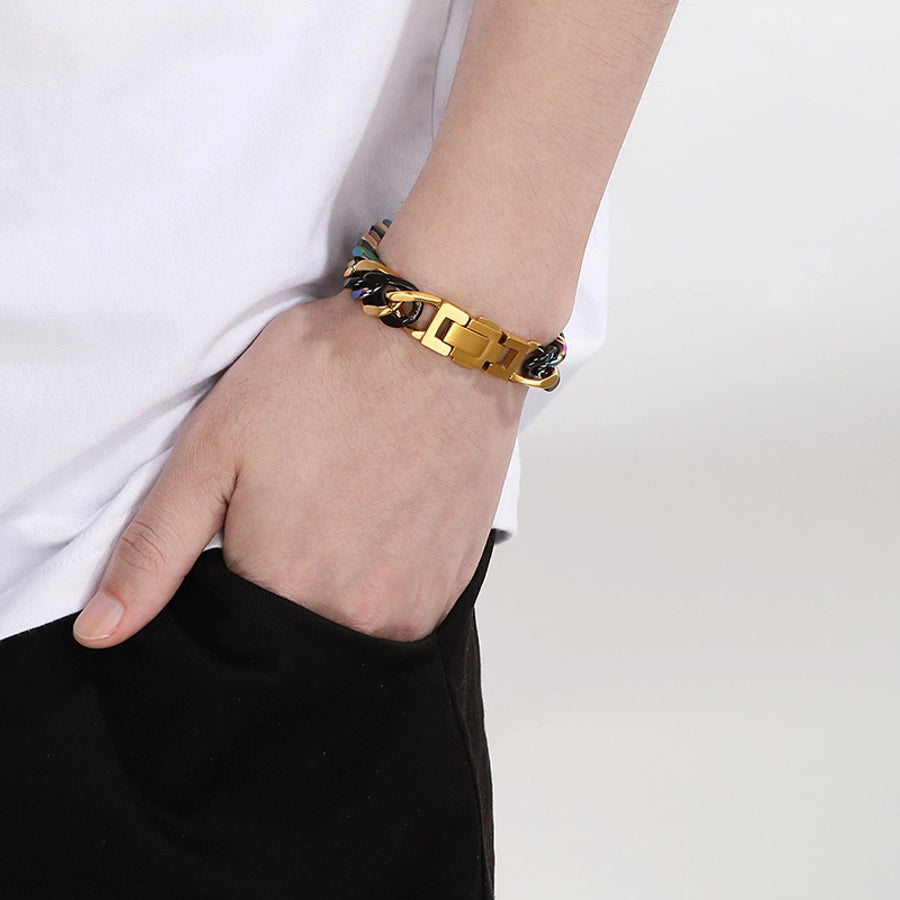 Vintage Style Geometric 304 Stainless Steel 18K Gold Plated Unisex Bracelets