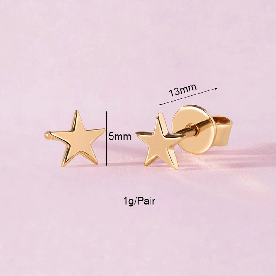1 Pair IG Style Star Chain Inlay Copper Zircon Gold Plated Ear Studs