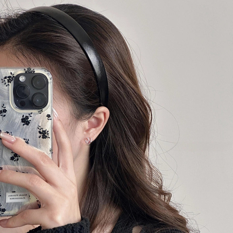 Women's Simple Style Classic Style Solid Color Pu Leather Hair Band