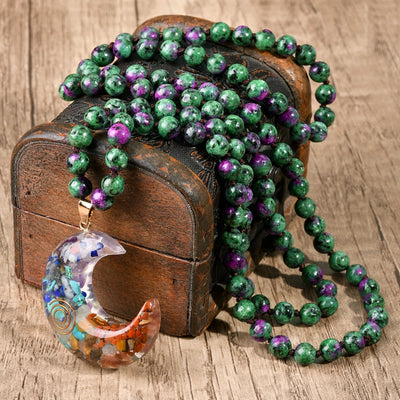 Vintage Style Ethnic Style Moon natural stone Pendant Necklace In Bulk