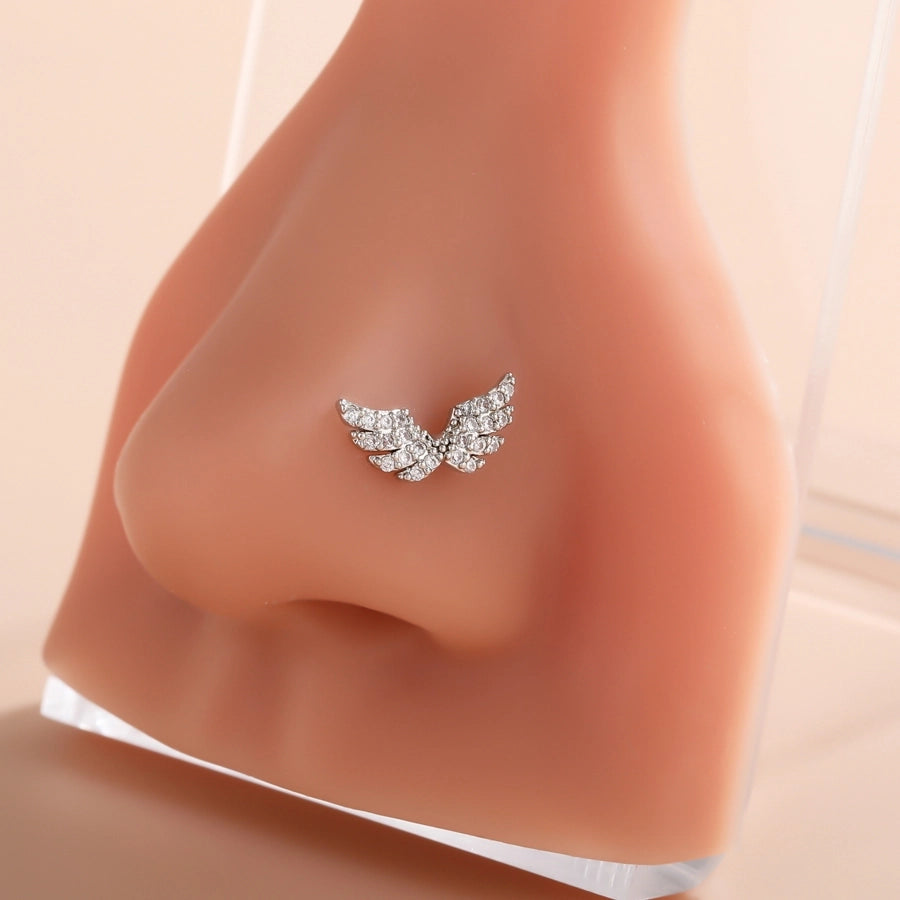 1 Piece Nose Rings & Studs Classic Style Cross Butterfly Copper Polishing Plating Zircon 18K Gold Plated Nose Rings & Studs