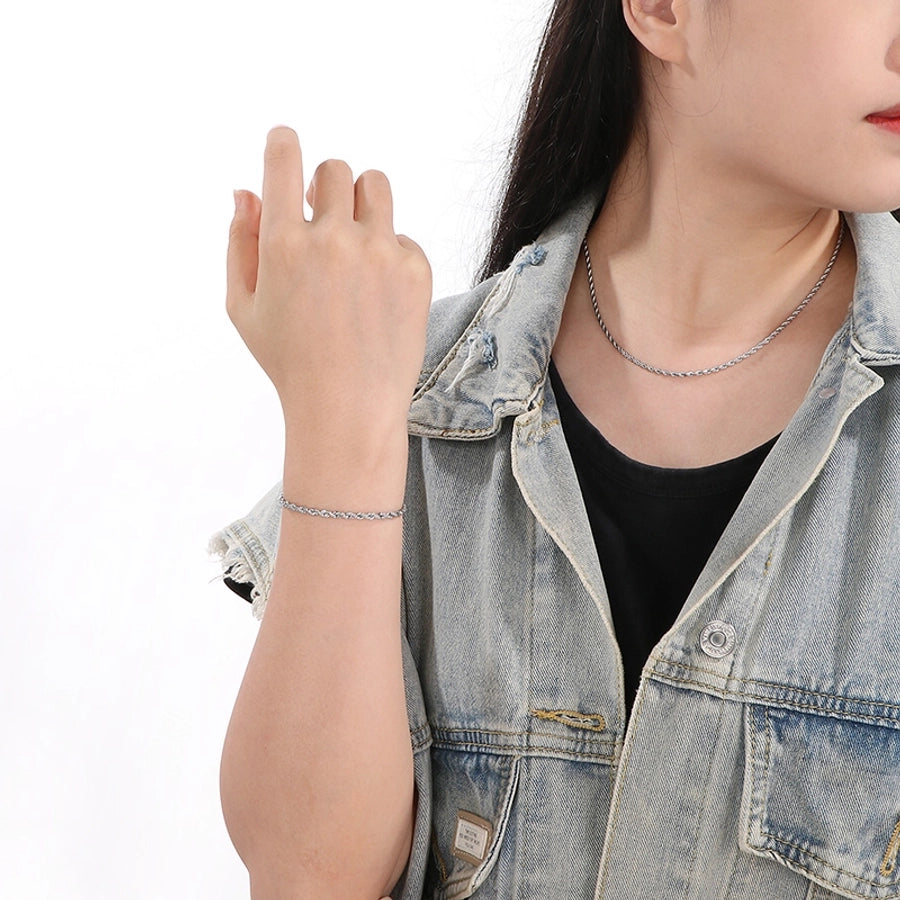 Jewelry Simple Style Geometric 304 Stainless Steel 18K Gold Plated Bracelets Necklace