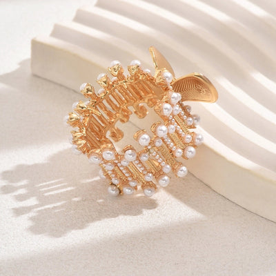 Pearl Diamond-Embedded High Ponytail Grip Anti-Collapse Fixed Gadget Ponytail Clip Barrettes Female Summer Bun Claw Clip Hairpin