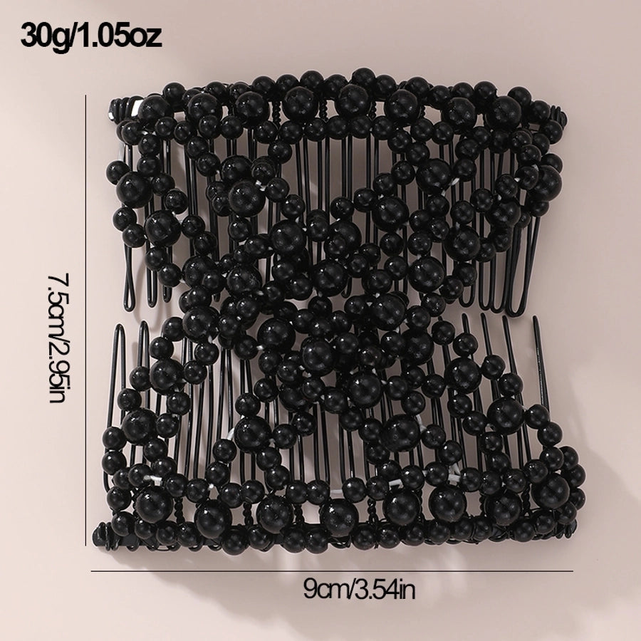 Women's Simple Style Solid Color Plastic Resin Beaded Insert comb