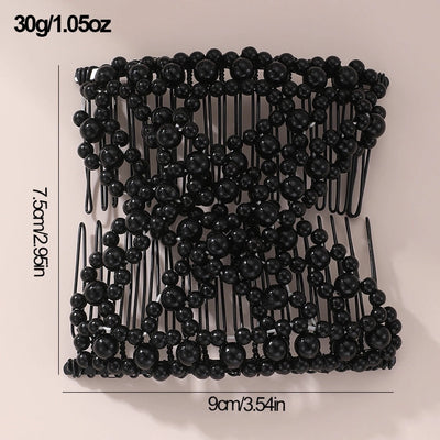 Women's Simple Style Solid Color Plastic Resin Beaded Insert comb