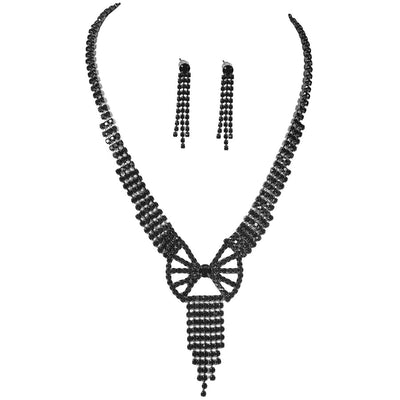 Jewelry Glam Shiny Bow Knot Rhinestone Copper Jewelry Set