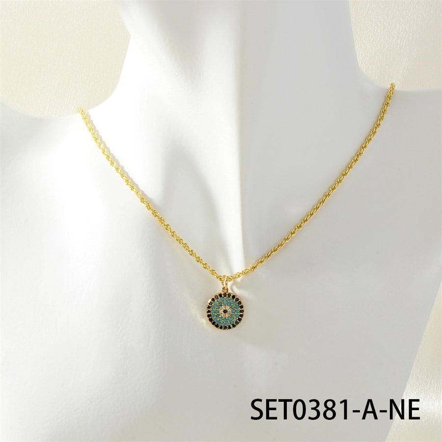 Jewelry Hip-Hop Eye Copper Zircon Inlay Bracelets Necklace