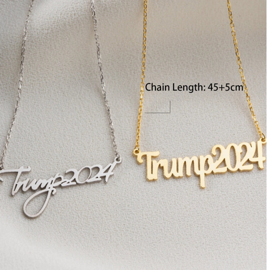Jewelry Retro Funny Novelty Donald Trump Letter 316 Stainless Steel  Pendant Necklace