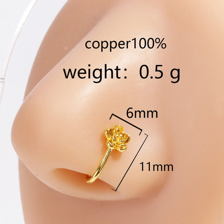 1 Piece Nose Rings & Studs Simple Style Commute Star Moon Copper Hollow Out Artificial Rhinestones Zircon 18K Gold Plated