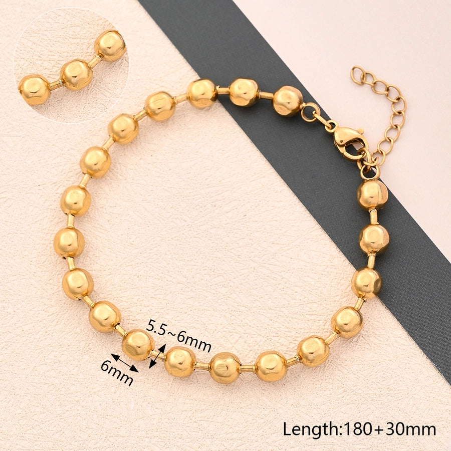 Casual Simple Style Round Oval Solid Color 304 Stainless Steel 18K Gold Plated Bracelets In Bulk