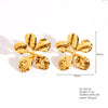1 Pair Retro French Style Classic Style Geometric Flower 304 Stainless Steel Artificial Pearls 18K Gold Plated Imitation Gold  Ear Studs