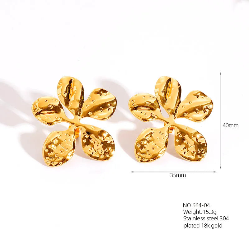 1 Pair Retro French Style Classic Style Geometric Flower 304 Stainless Steel Artificial Pearls 18K Gold Plated Imitation Gold  Ear Studs