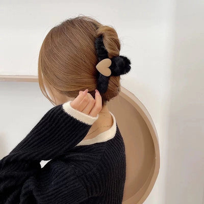 cute simple style solid color cloth hair claws