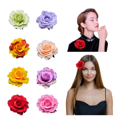red rose flower hair clip prom party simulation flowers corsage bride 11cm hair card