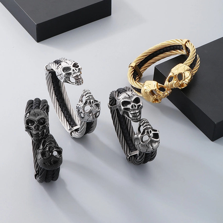 Business Lion's head Wolf Head Skull 304 Stainless Steel 18K Gold Plated Men's Bangle