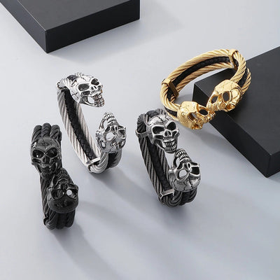 Business Lion's head Wolf Head Skull 304 Stainless Steel 18K Gold Plated Men's Bangle