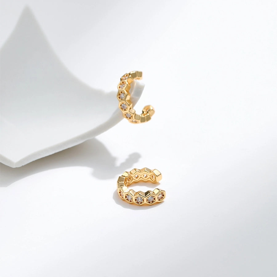 1 Pair Lady Modern Style Shiny Semicircle Inlay Copper Zircon Ear Cuffs