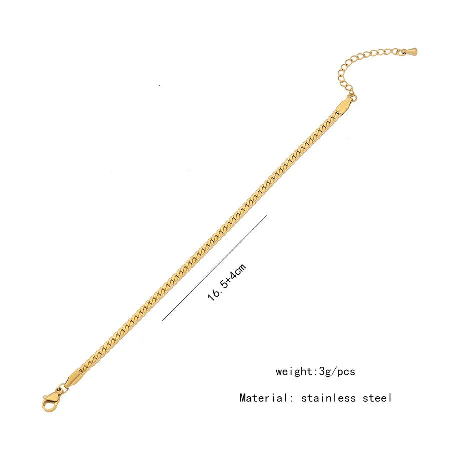 Wholesale Jewelry Solid Color Commute Geometric Stainless Steel Rhinestones 18K Gold Plated Layered Plating Inlay Bracelets