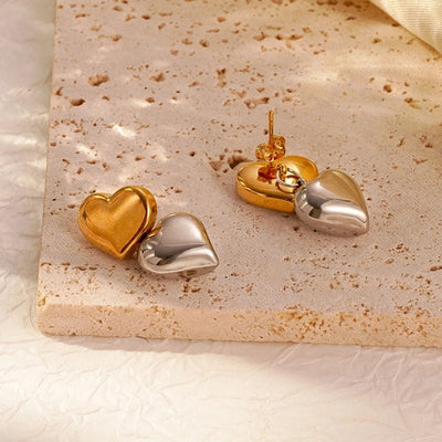 1 Pair Sweet Heart Shape 304 Stainless Steel 18K Gold Plated Drop Earrings