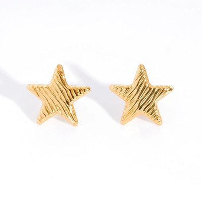 1 Pair Casual French Style Pentagram Round Heart Shape 304 Stainless Steel 18K Gold Plated Ear Studs