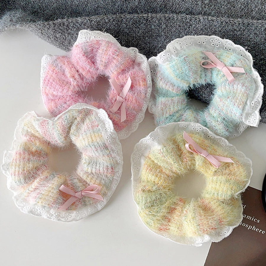 Unisex Casual Sweet Rainbow yarn Rib-Knit Hair Tie