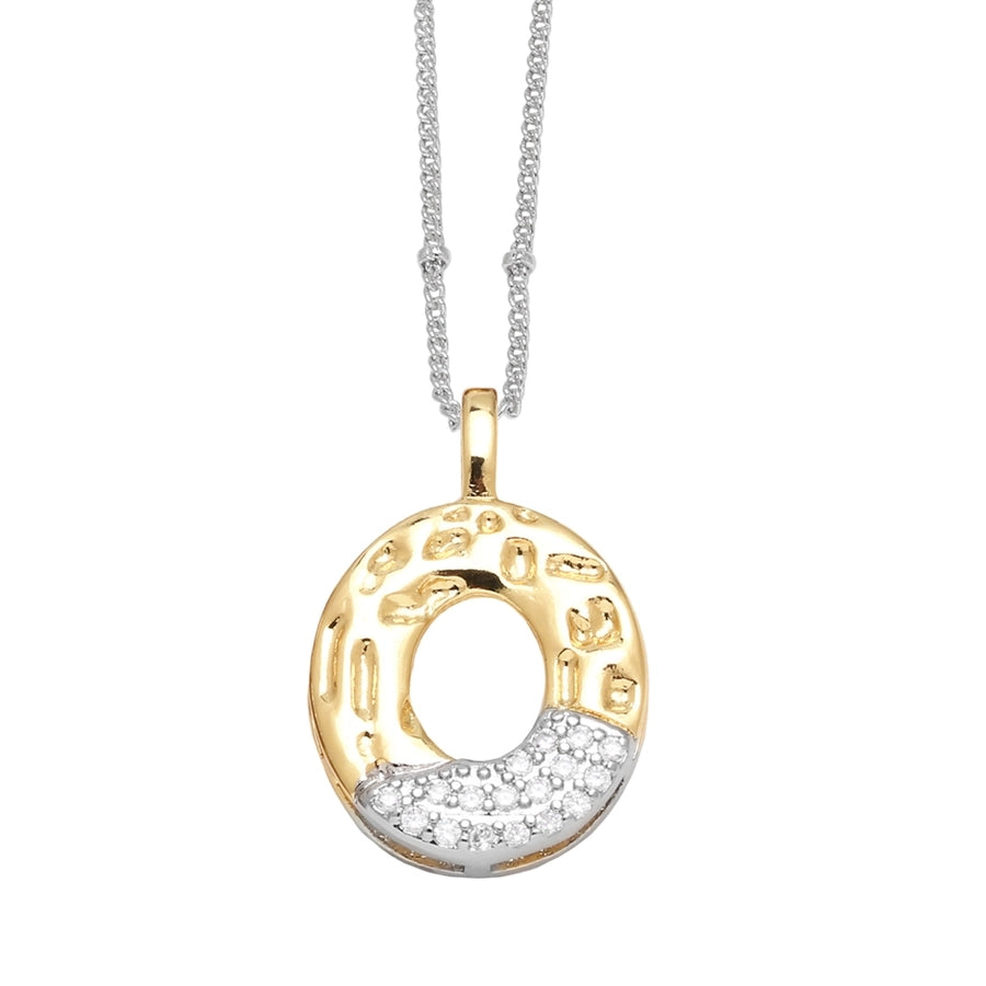 Jewelry Modern Style Simple Style letter 201 Stainless Steel Copper Zircon 18K Gold Plated Mixed Metal Inlay Pendant Necklace