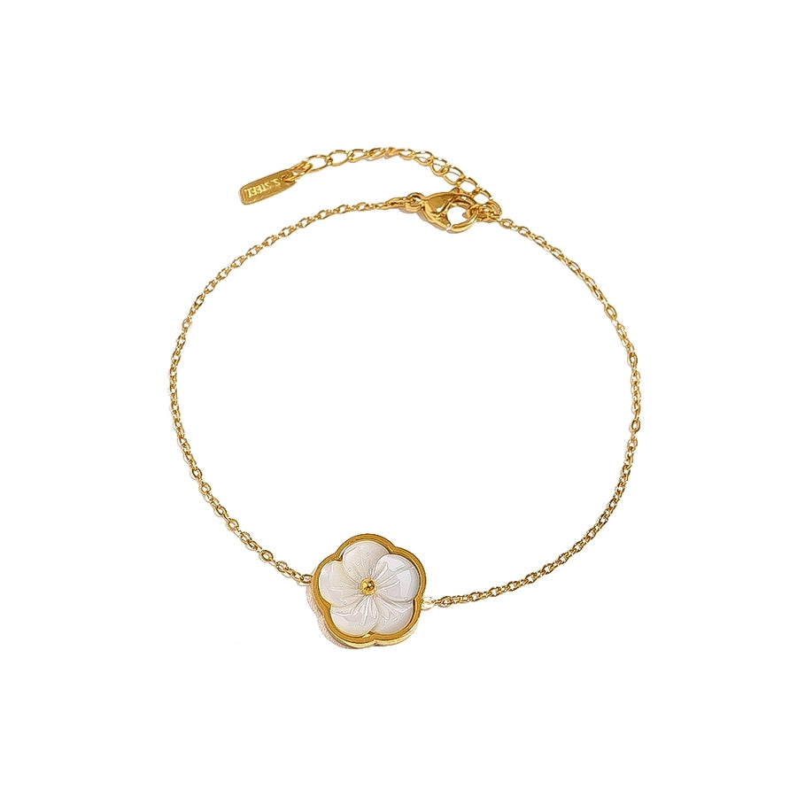 IG Style Elegant Flower 304 Stainless Steel 18K Gold Plated Acrylic Bracelets In Bulk