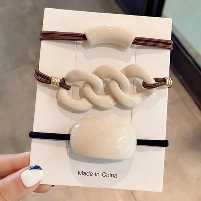 simple style solid color plastic resin hair tie 1 set
