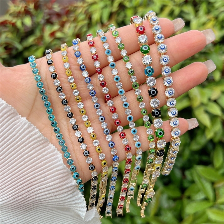 Multi-Style Copper Plating 18K Gold Rhinestone Zircon Bracelet and Devil's Eye Original Cross-Border New Colorful Color Series Suitable for Men and Women Daily Wear Suitable for Gifts