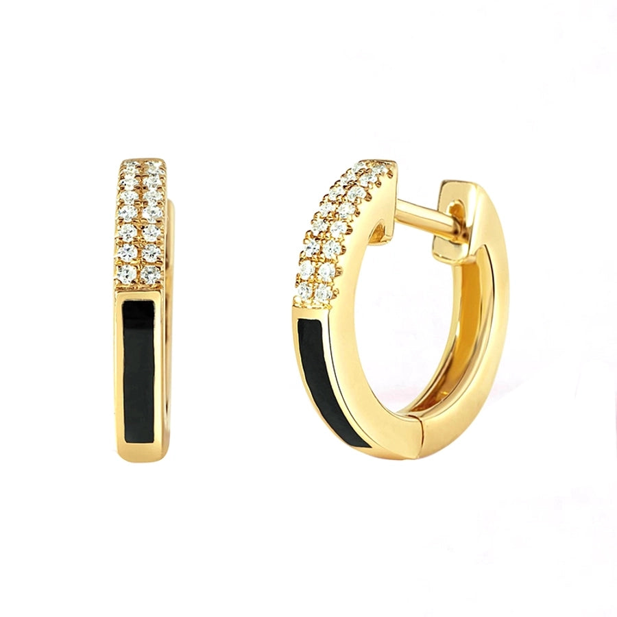 1 Pair Casual Simple Style Heart Shape Enamel Copper Zircon 24K Gold Plated Huggie Earrings Drop Earrings Ear Studs