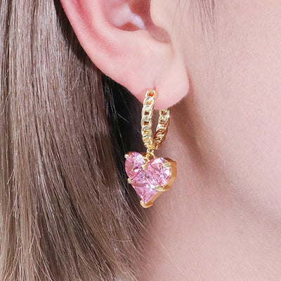 1 Pair Vintage Style Classic Style Heart Shape Plating Copper Zircon Drop Earrings