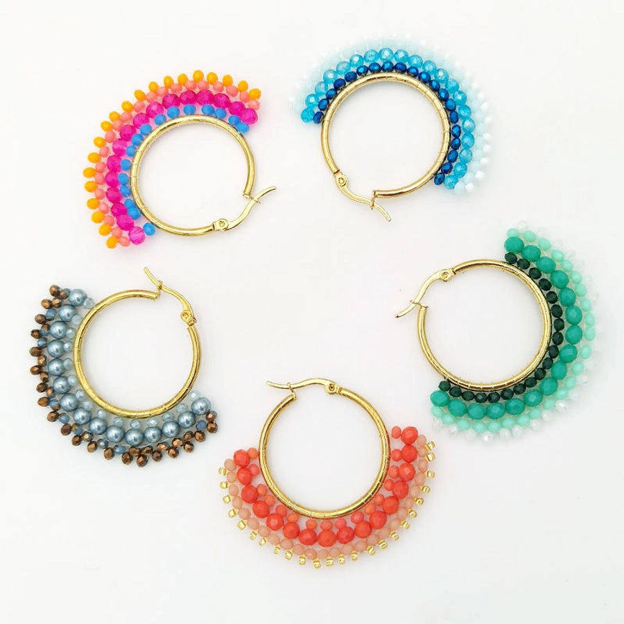 exclusive for  famous fan-shaped earrings original handmade beaded earrings  jewelry manufacturers supply