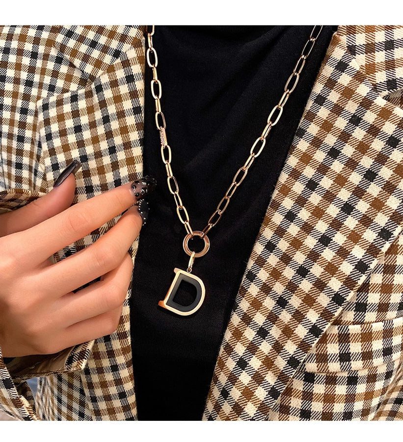 Jewelry Casual Simple Style Streetwear Letter Titanium Steel Plating Pendant Necklace