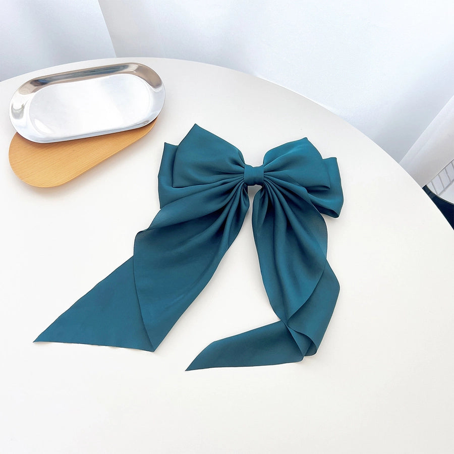 retro simple style solid color bow knot cloth hair clip