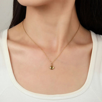 Jewelry Vintage Style French Style Simple Style Geometric Titanium Steel Natural Stone 14K Gold Plated Plating Pendant Necklace