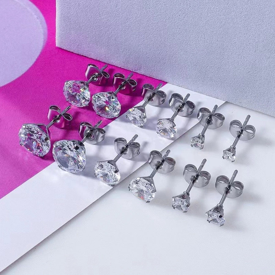 1 Pair Simple Style Round 304 Stainless Steel Ear Studs