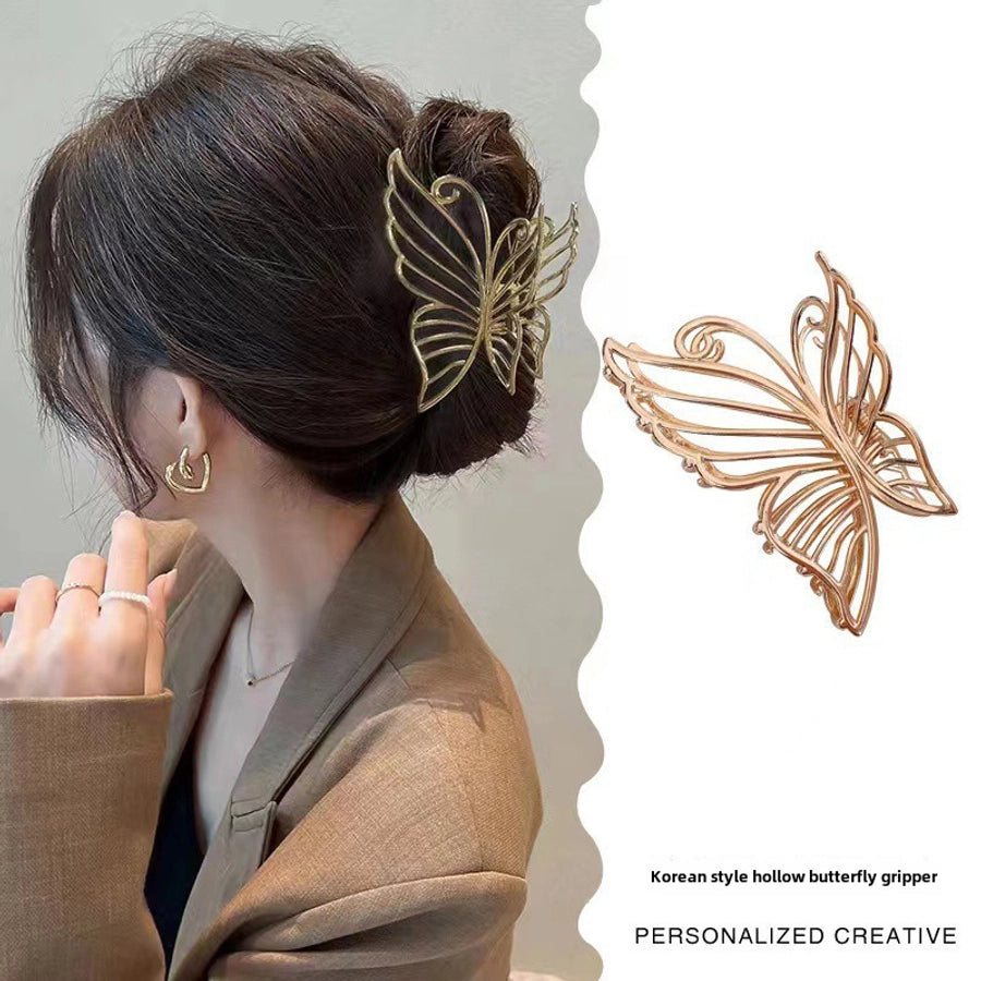 High-grade hollow tassel bow hairpin female back head high-grade grip medium shark clip  New