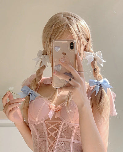 Pink Bow Hairpin Women's Hair Accessories New Internet Celebrant Sweet Bangs Hairpin Cute Headwear Jewelry