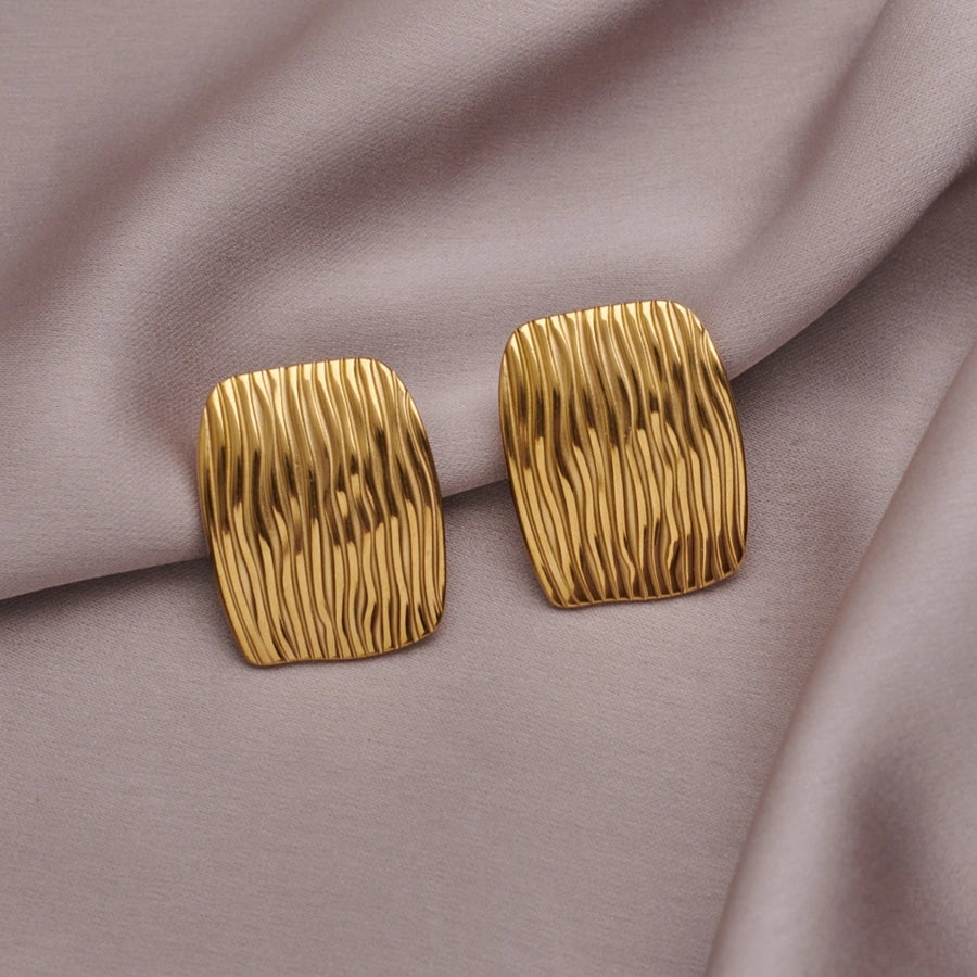1 Pair Elegant Geometric Pleated 304 Stainless Steel Ear Studs